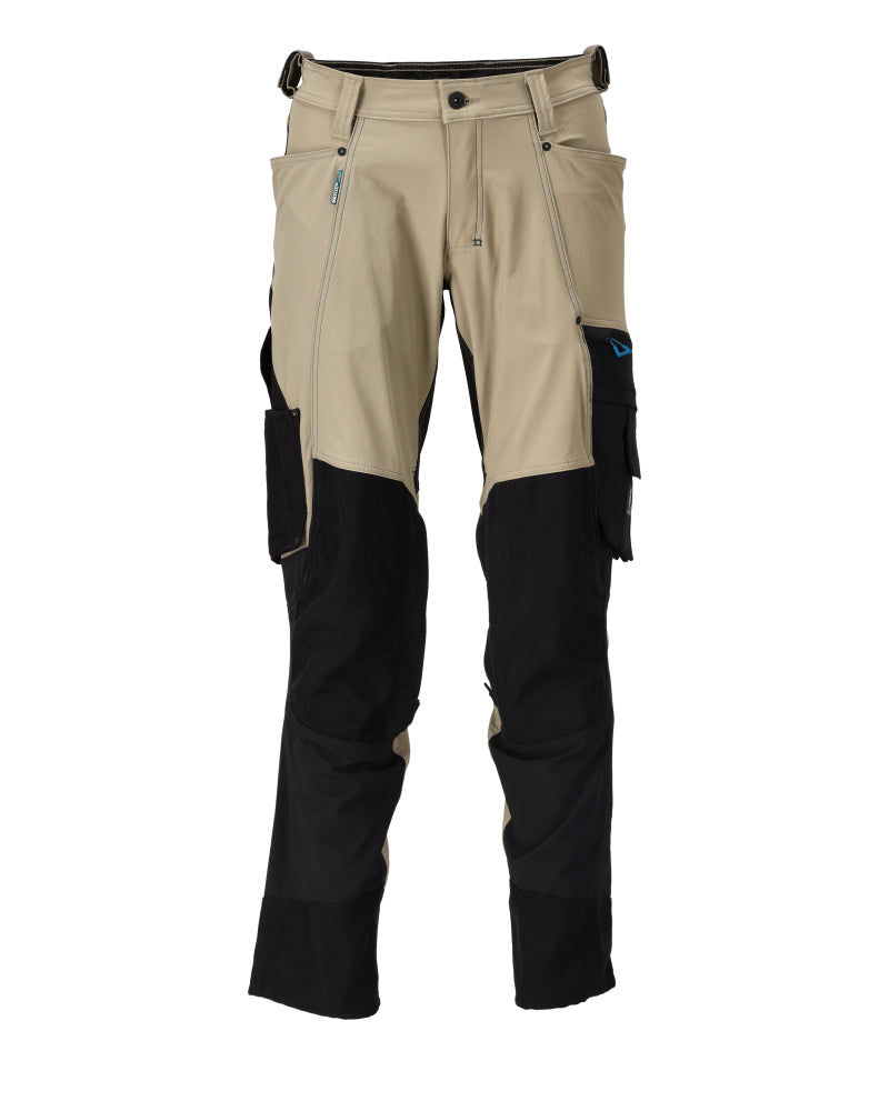 MASCOT® ADVANCED 23179-311 – Pantalones con bolsillos para rodilleras - caqui claro/negro