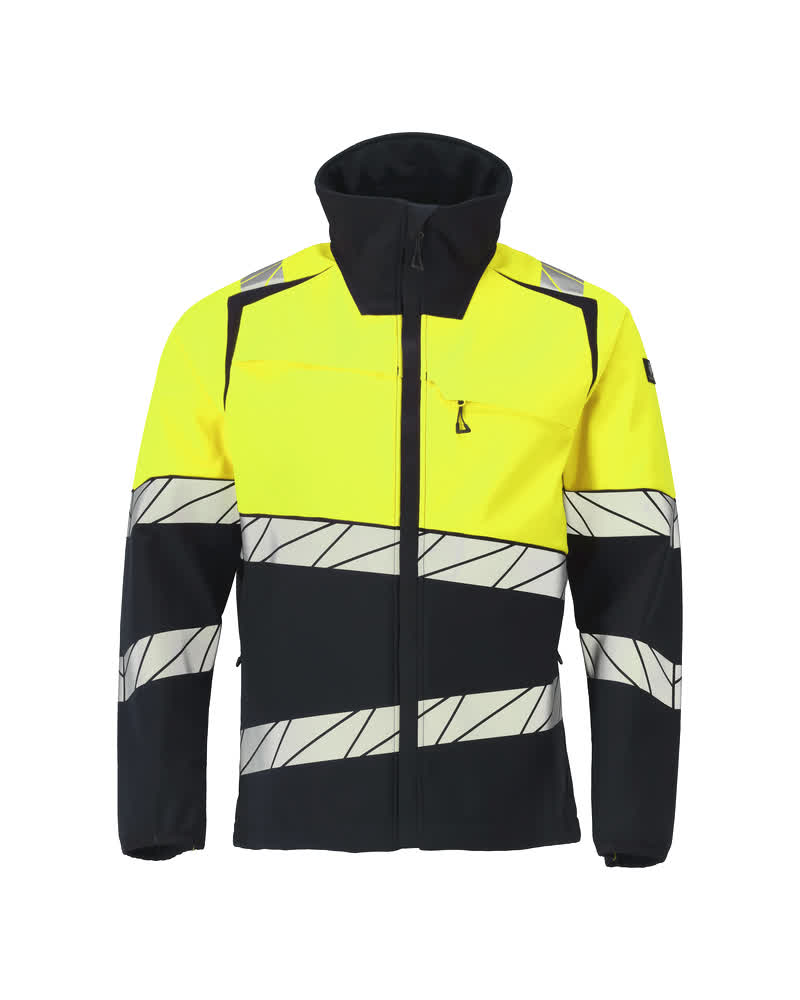 MASCOT® ACCELERATE SAFE 25002-246 – Chaqueta Softshell - azul marino oscuro/amarillo de alta vis.