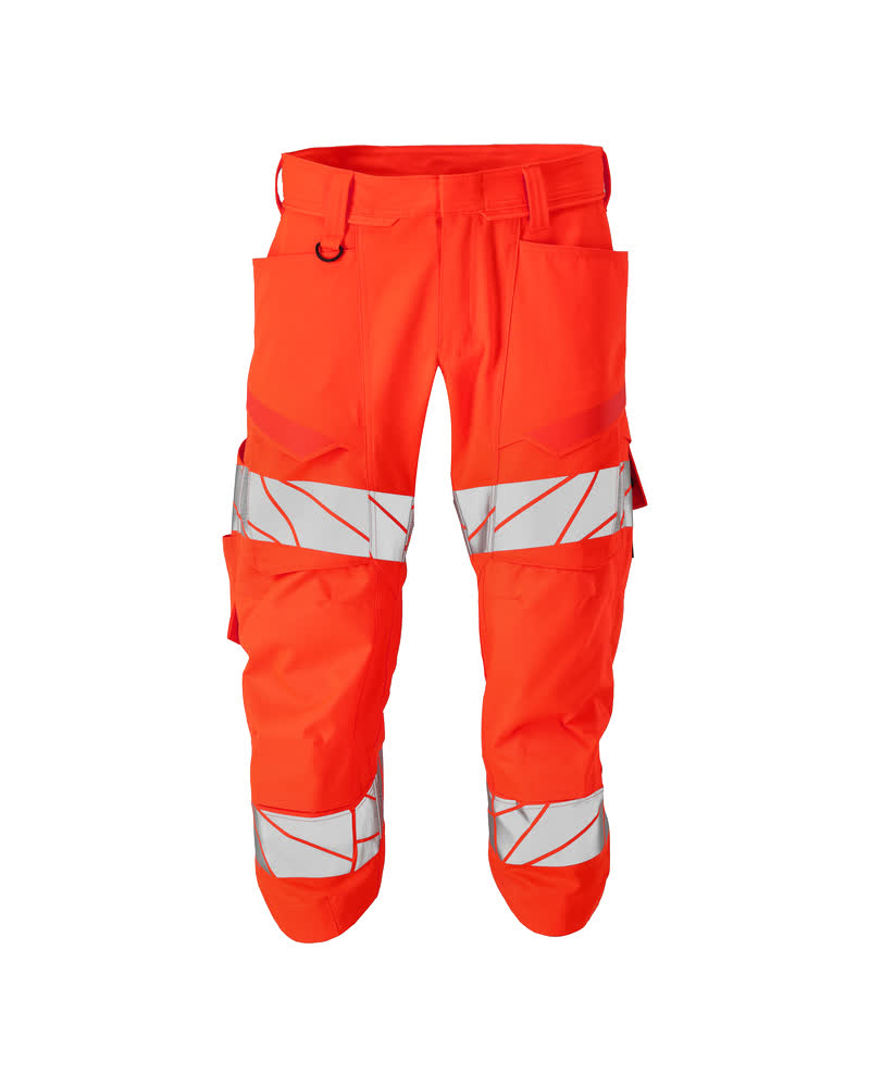 MASCOT® ACCELERATE SAFE 25249-236 – Pantalones con longitud de ¾ con bolsillos para rodilleras - rojo de alta vis.