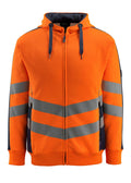 MASCOT® Corby – Sudadera con capucha con cremallera - naranja de alta vis./azul marino oscuro