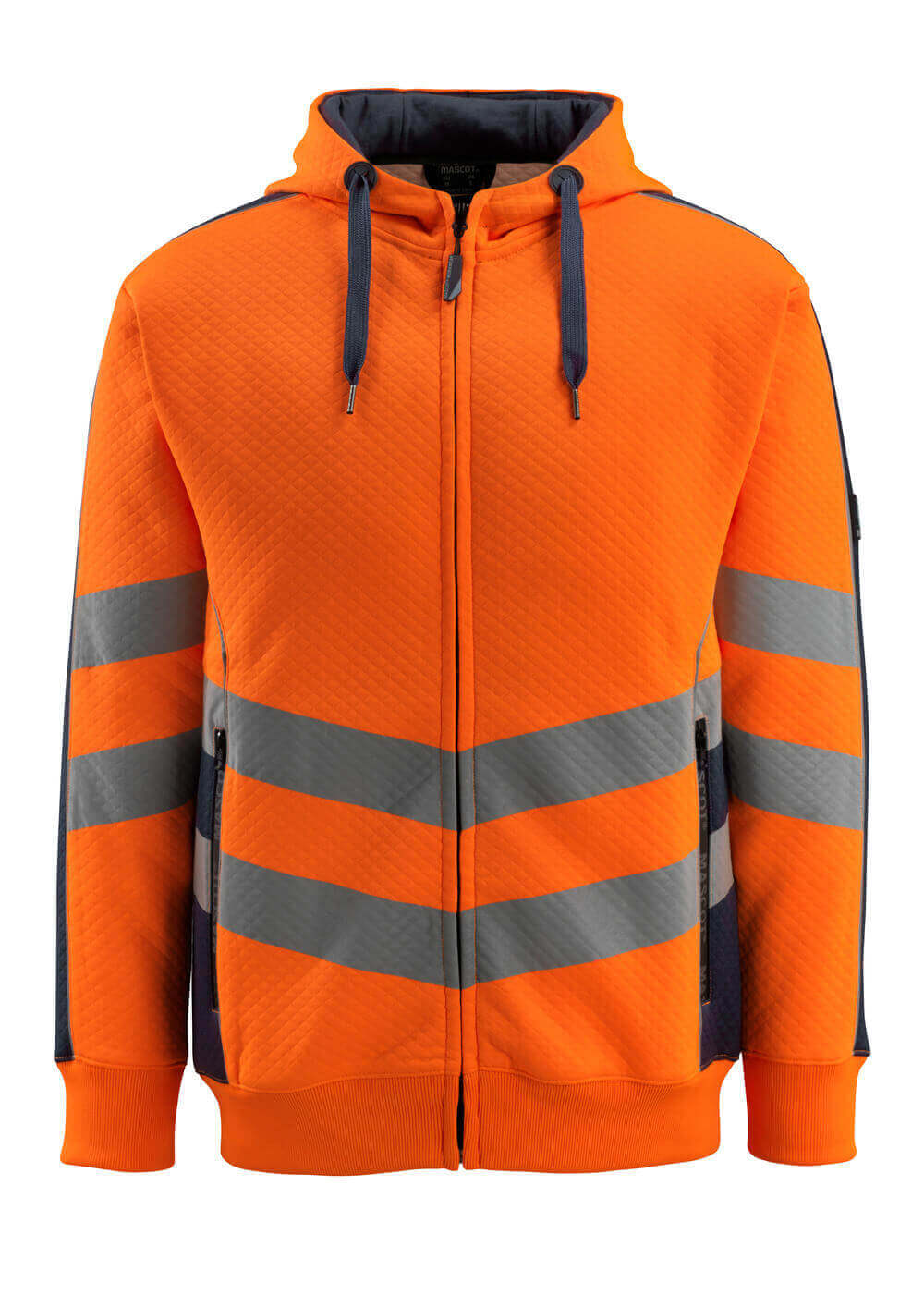 MASCOT® Corby – Sudadera con capucha con cremallera - naranja de alta vis./azul marino oscuro