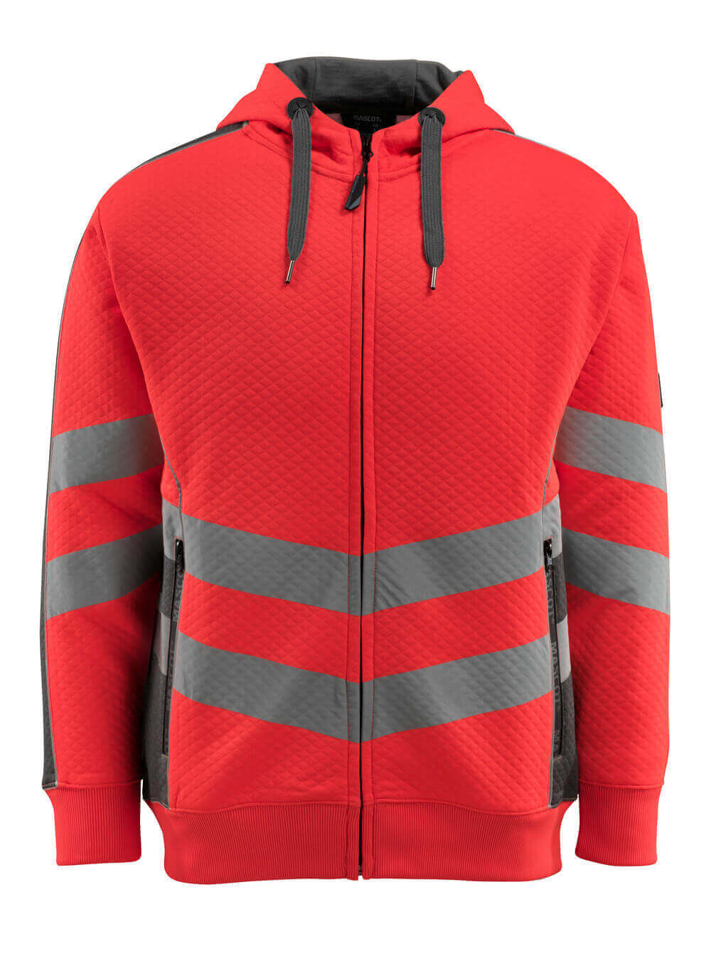 MASCOT® Corby – Sudadera con capucha con cremallera - rojo de alta vis./antracita oscuro