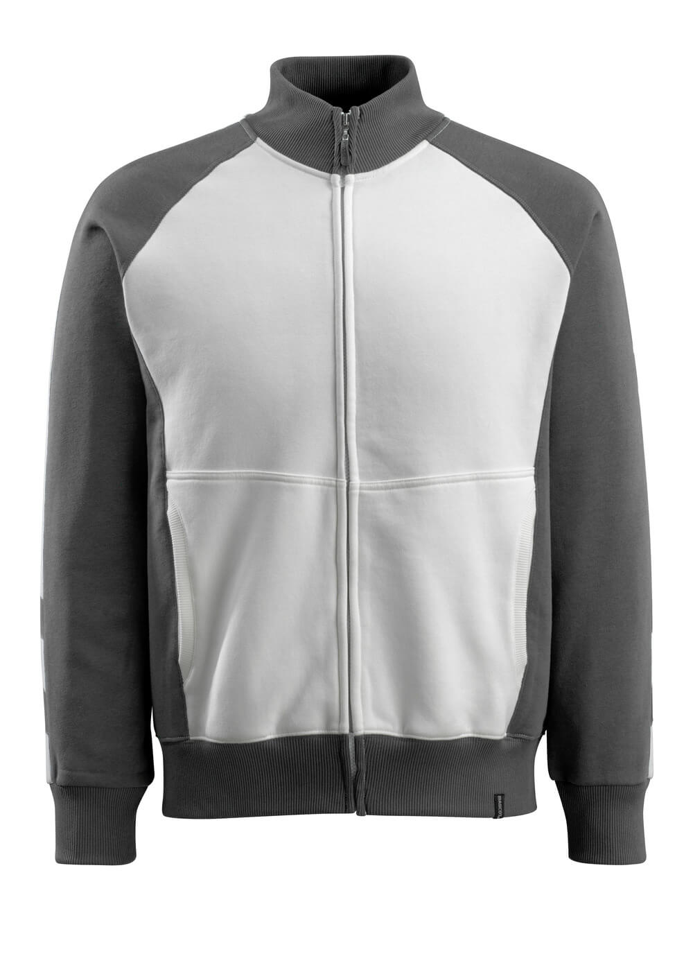 MASCOT® Amberg – Sudadera con cremallera - blanco/antracita oscuro